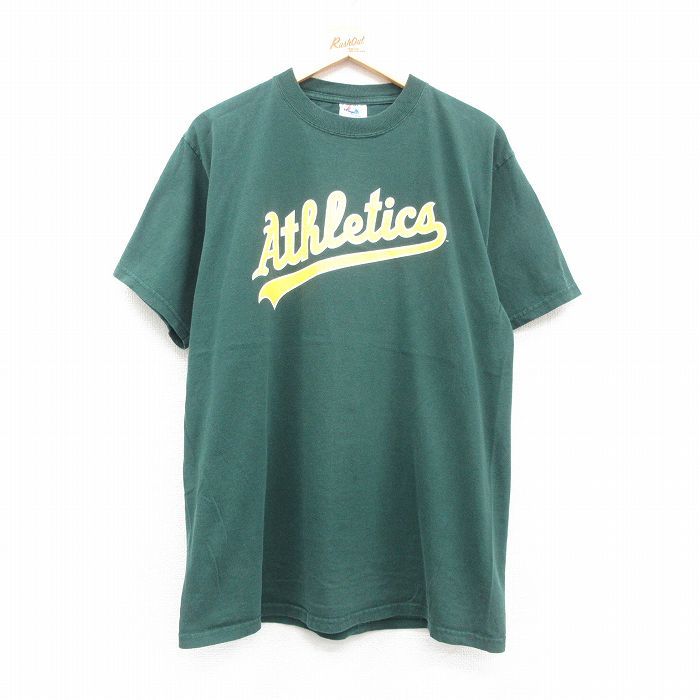 XL/古着 マジェスティック 半袖 ビンテージ Tシャツ メンズ 00s MLB オークランドアスレチックス LYKE 6 大きいサイズ コットン クルーネッ