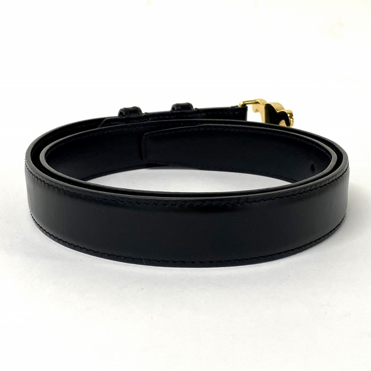 CELINE セリーヌ　レザーベルト トリオンフ　ブラック　75 CELINE 新品/ セリーヌ カーフ ティーントリオンフ ベルト 75 ブラック