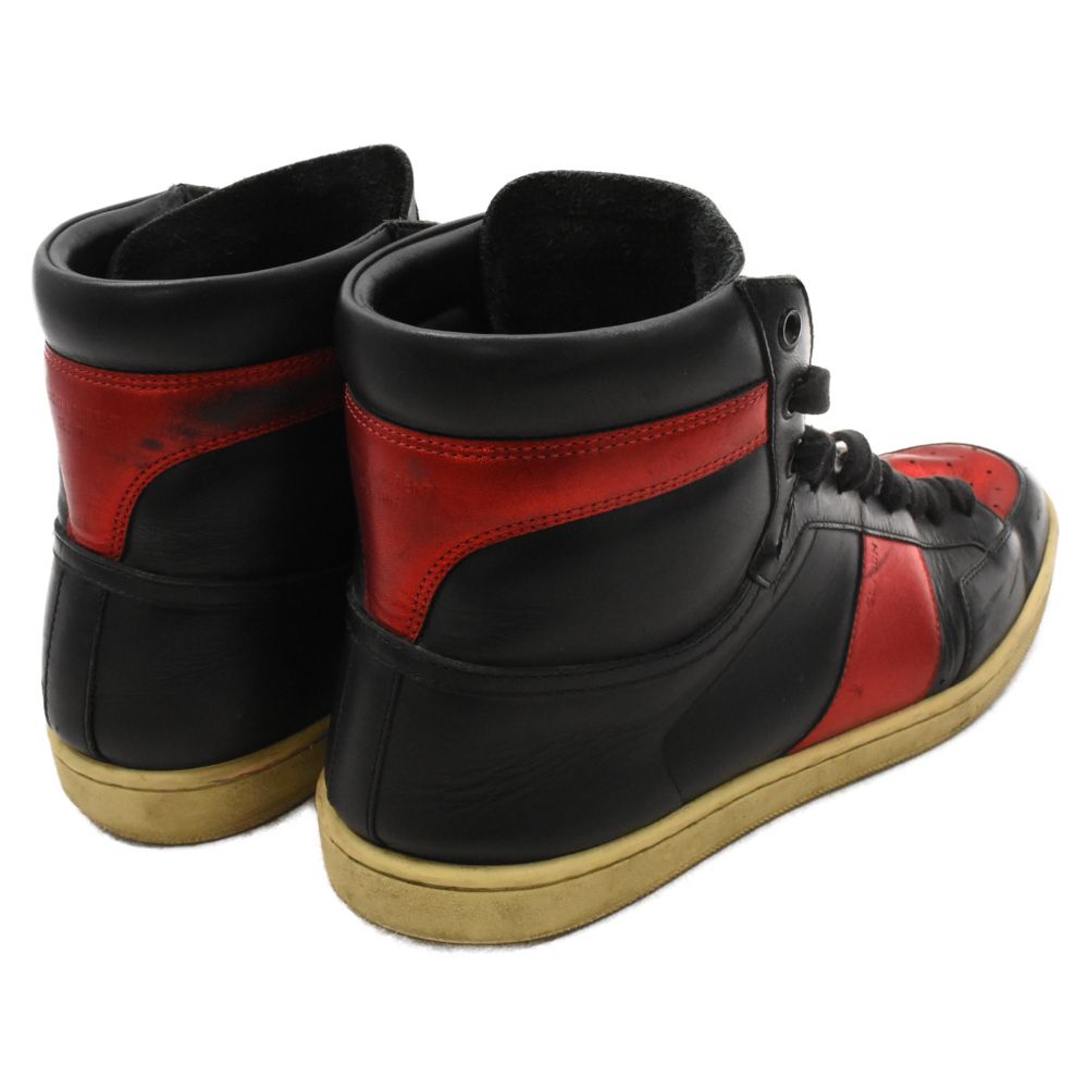 SAINT LAURENT ブラック/レッド ハイカットスニーカー 【公式通販】