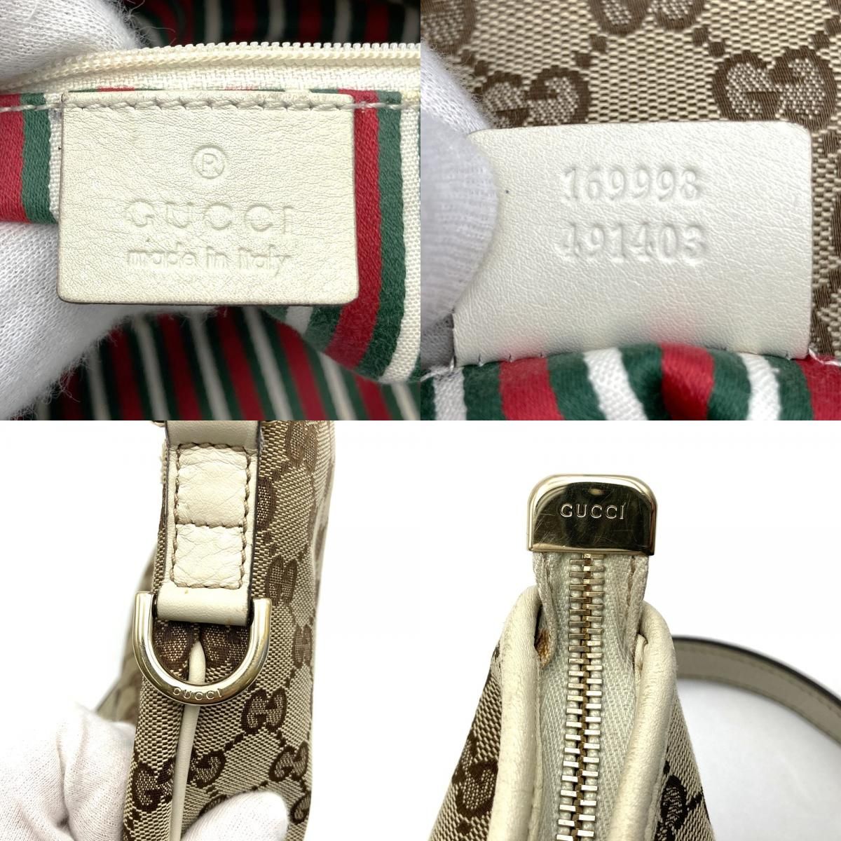 GUCCI グッチ169998 ショルダーバッグ ベージュ/ホワイト GG