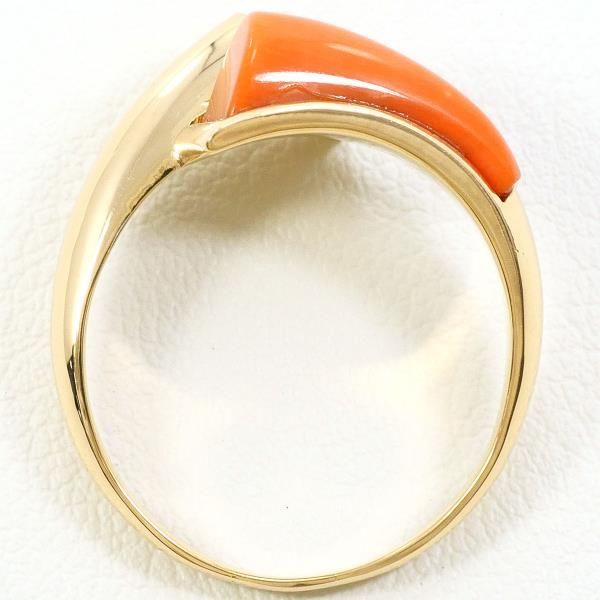 K18YG リング ring 指輪 13号 サンゴ ダイヤ 総重量約4.2g