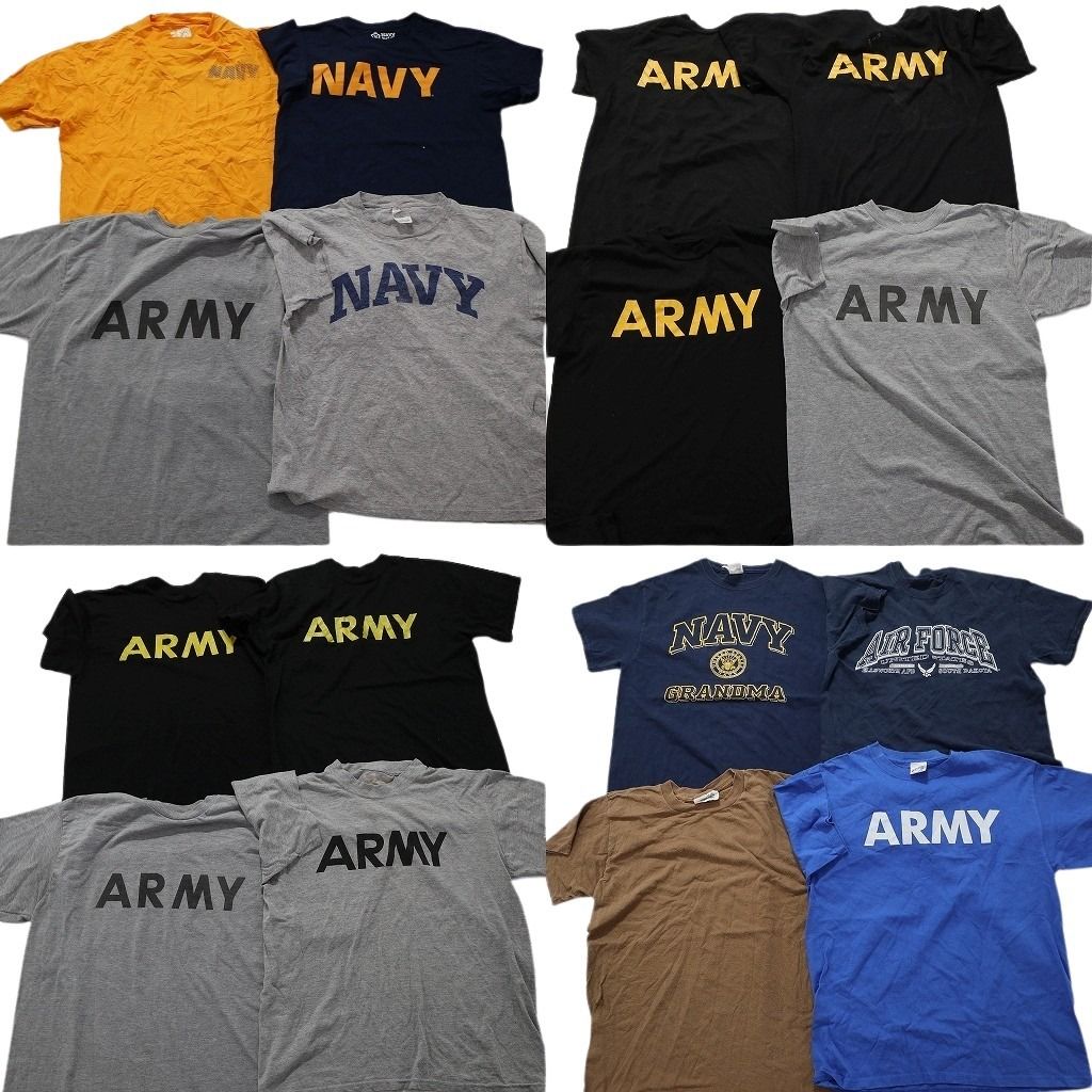 古着卸 ミリタリー 半袖Tシャツ 16枚セット メンズ Ｍ NAVY エアフォース 単色 グレー ネイビー 古着 NA1872