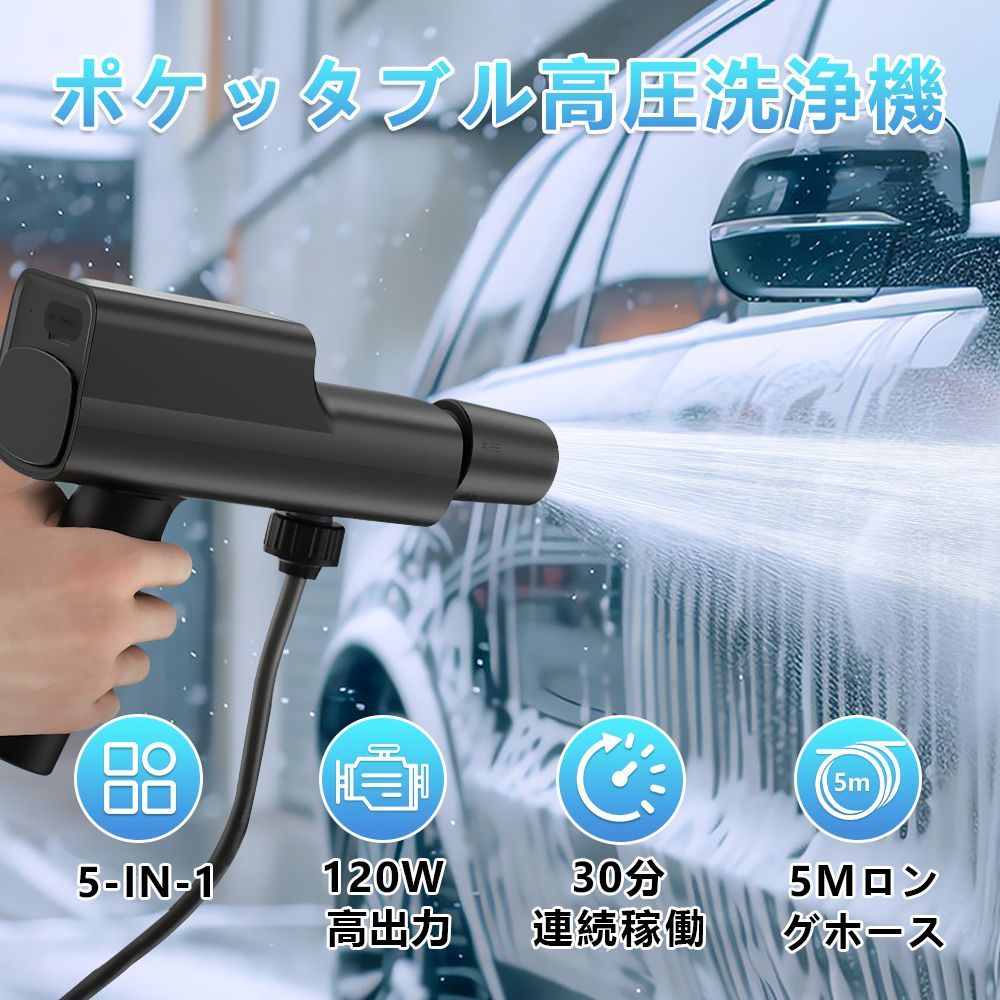 ◆高圧洗浄機 コードレス ポータブル ペットボトル装着 バイク洗浄 DIY ガーデニング レジャー キャンプ 軽量 片手で操作 ポケッタブル 高圧洗浄機 コードレス 洗浄機 hw1382 東祥1