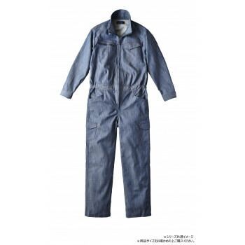 デニムライク ストレッチ ツナギ 114 ブルー 青 3L 2着 クレヒフク 春