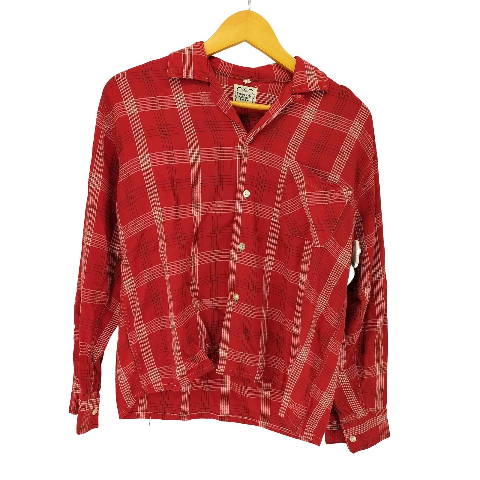 ユーズドフルギ USED古着 50S~60S チェックレーヨン オープンカラー