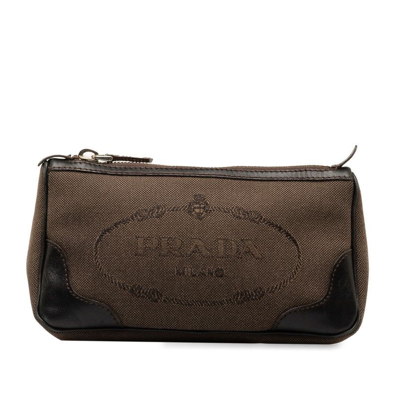 プラダ ロゴジャガード ブラウン キャンバス レザー レディース PRADA 1-0152062