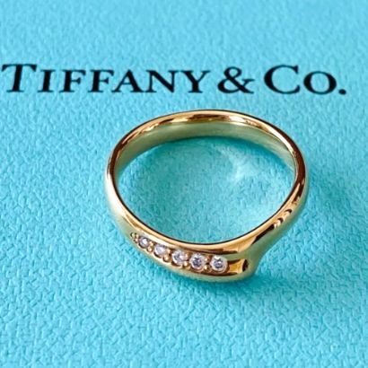 Tiffany&Co. ティファニー オープンハート バンド リング 750PG 5P