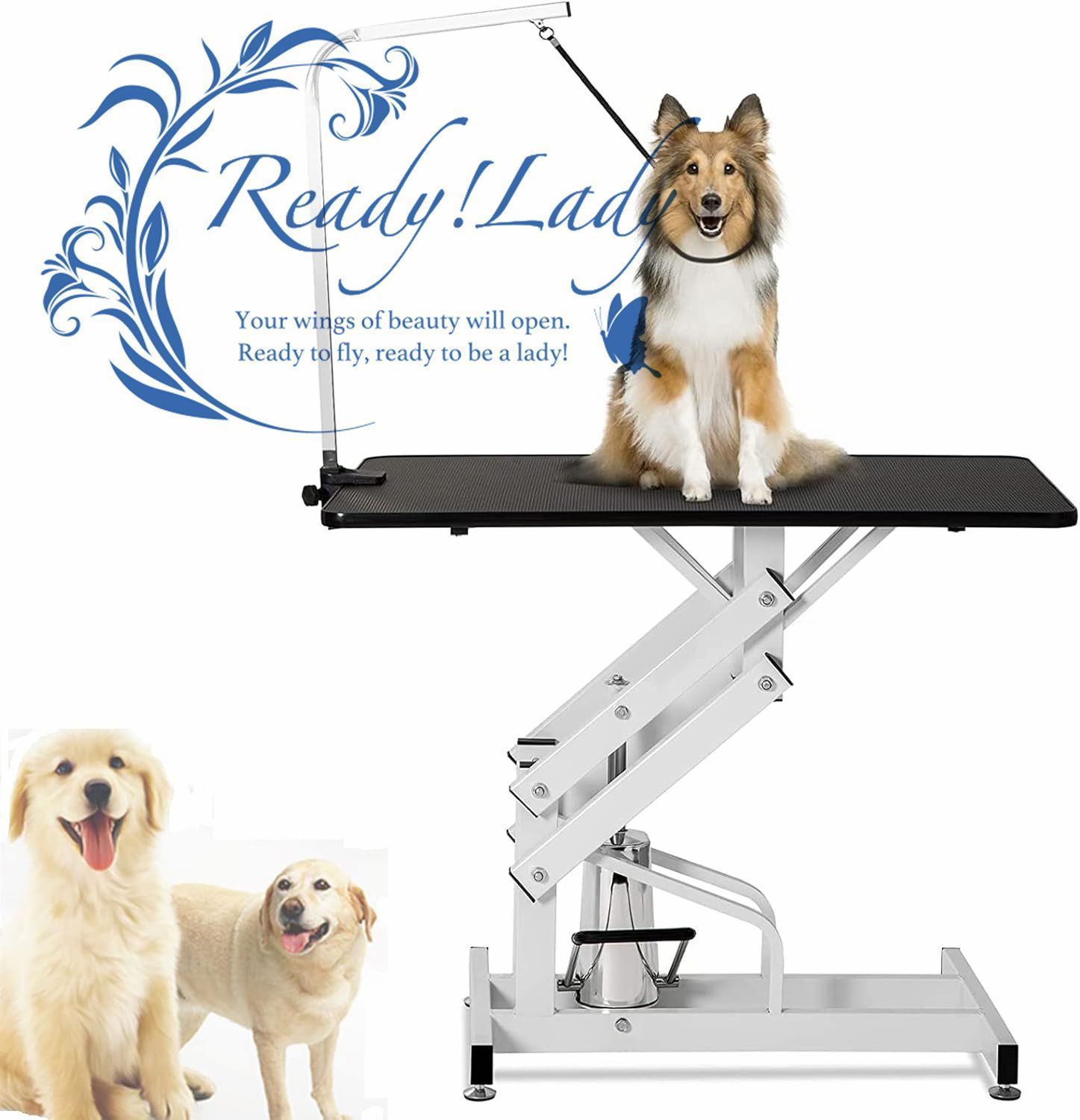 トリミングテーブル 油圧式 大型犬|中型犬|小型犬 猫|犬用 高耐久 頑丈 ペット トリミング台 油圧昇降式テーブル 耐荷重150KG 調節