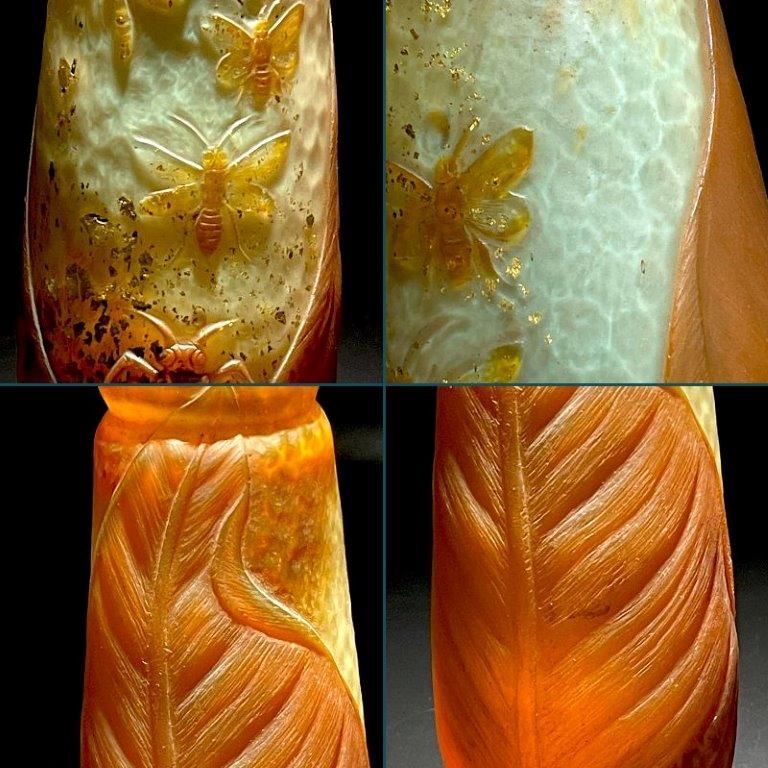 一期一会の大銘品!！ドーム・ナンシー 蜂と葉文花瓶 花器 金彩 Daum