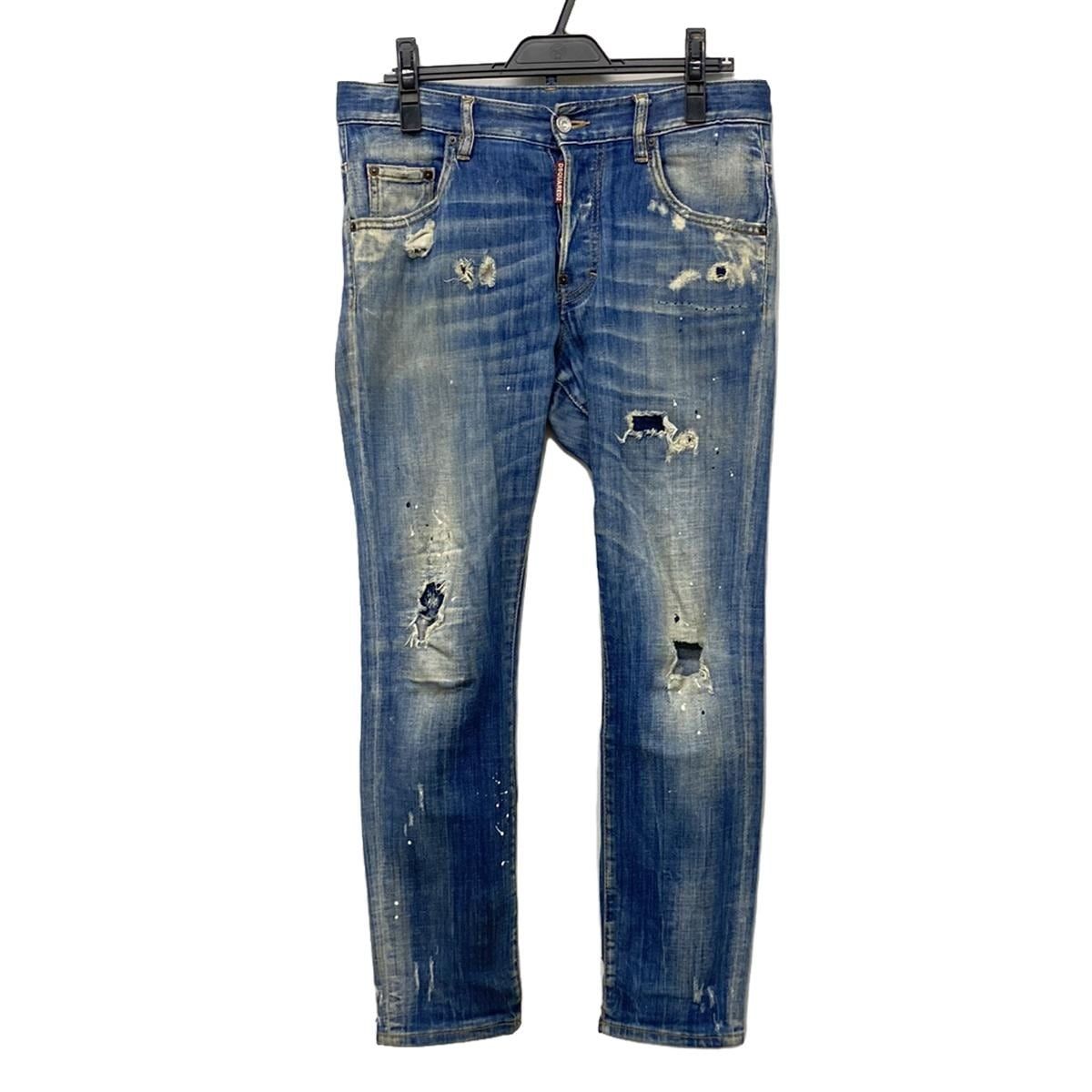 ディースクエアード/DSQUARED2 ボタンフライジーンズ　ダメージ　プリント DSQUARED2 (ディースクエアード) ダメージ ボタンフライ