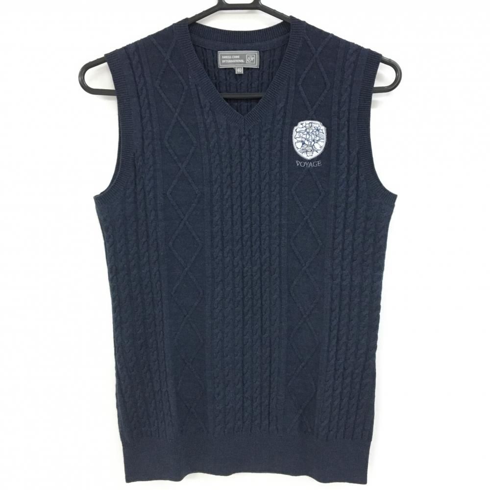 新品未使用　31900円の品　archivio レディース ベスト サイズ36 超美品】アルチビオ ニットベスト ブルー×白 サイドライン レディース