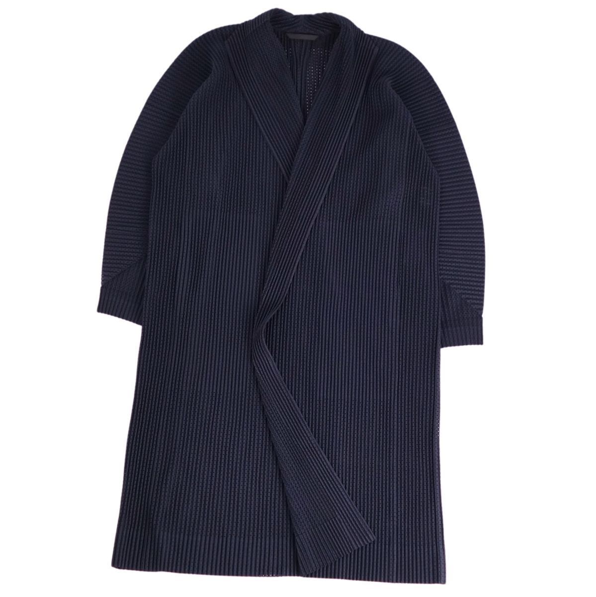 極美品 オムプリッセ HOMME PLISSE ロングコート ボタンレス