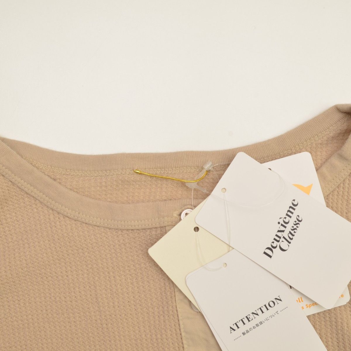 DEUXIEMECLASSE】22SS 22070500715010 ヘンリーネック ワッフルT