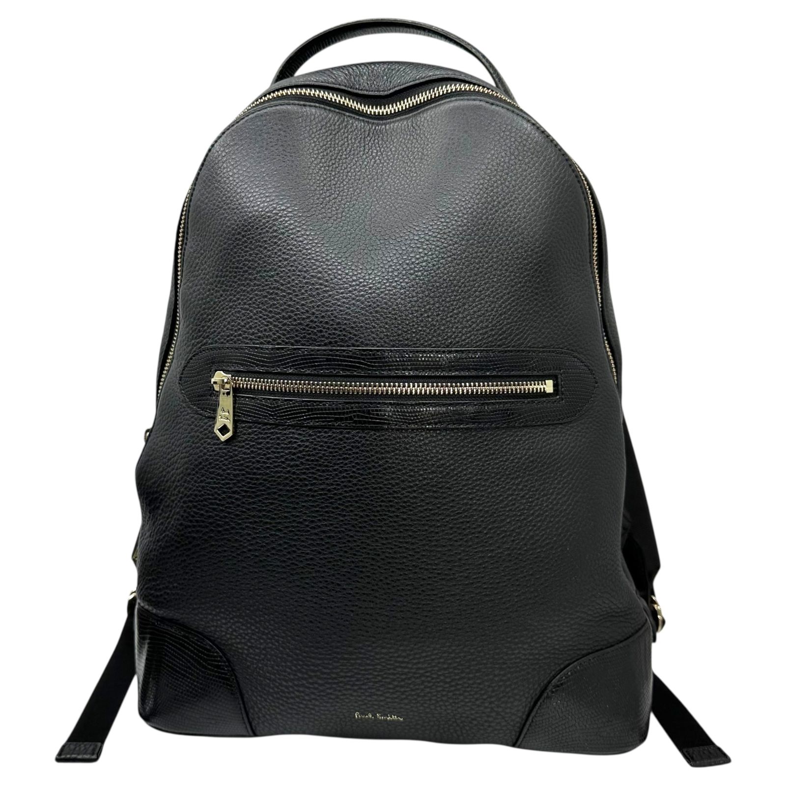 Paul Smith ブラックレザーバックパック PAUL SMITH(ポールスミス) Embossed Leather Daypack Backpack