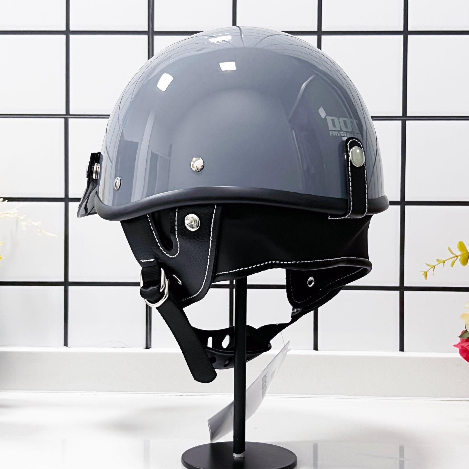 ハーフヘルメット レトロハーレー バイク用 サイズM-XXL 、艶消し黒