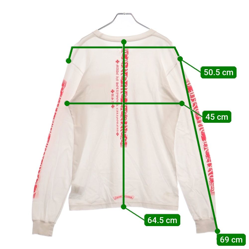 クロムハーツ ネオンピンク ストライプロゴ L/S 長袖Tシャツ M ホワイト CHROME HEARTS (クロムハーツ) Neon Pink Stripe Logo L/S Tee