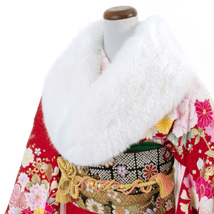 成人式　和装　着物　ファー　マフラー ショール 成人式 振袖 フェイクファー マフラー 02.ホワイト 白 FOX風