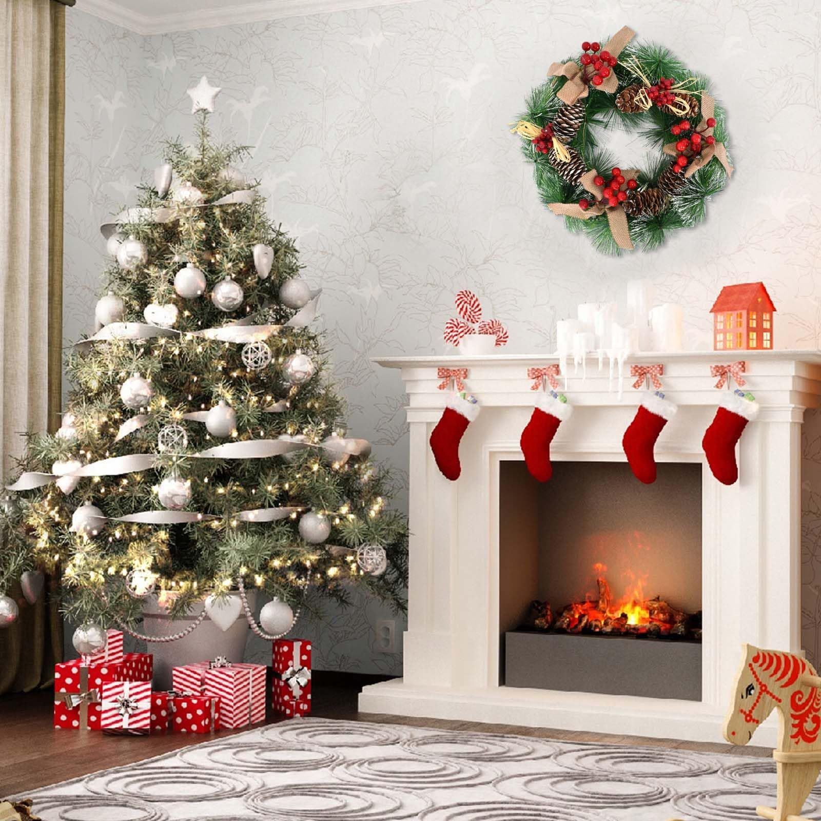 Amazon.co.jp: リボン付きクリスマスリース - 玄関用クリスマスリース