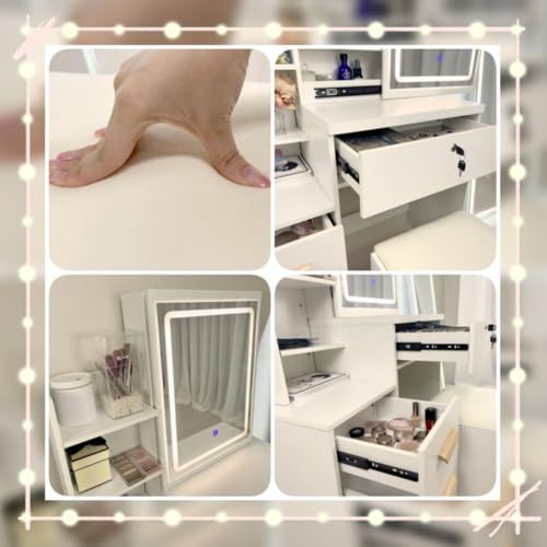 【即日発送】 ドレッサーテーブル ドレッサー コンパクト 収納沢山 白 3色 LEDミラー 鏡台 化粧台 デスク スツール付き メイク台 dresser 寝室 J102m b547ed57 【先行販売☆数量限定】