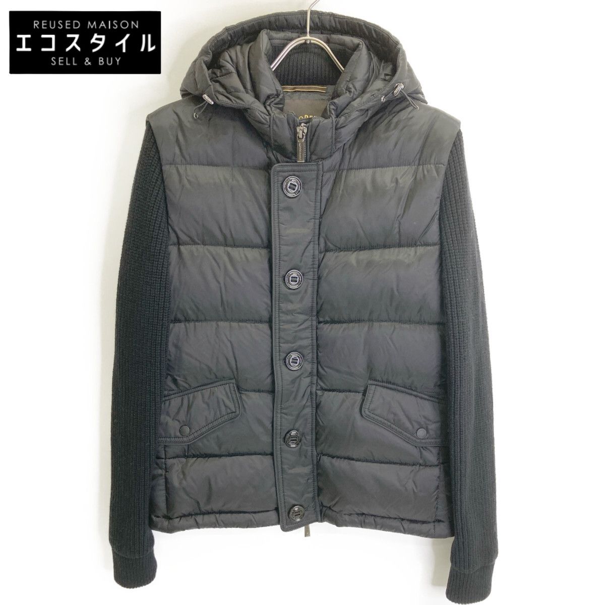 MOORER ムーレー ブラック ニット切替 FOSCOLOーSHM ダウンジャケット 50
