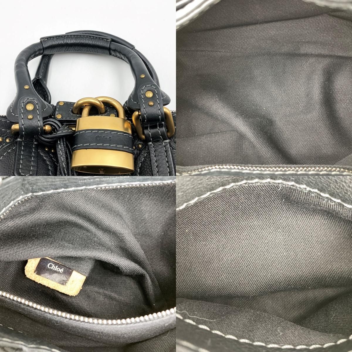 【希少】Chloé パディントンバック　オールブラック　ファスナーシルバー 希少】Chloé パディントンバック オールブラック ファスナーシルバー