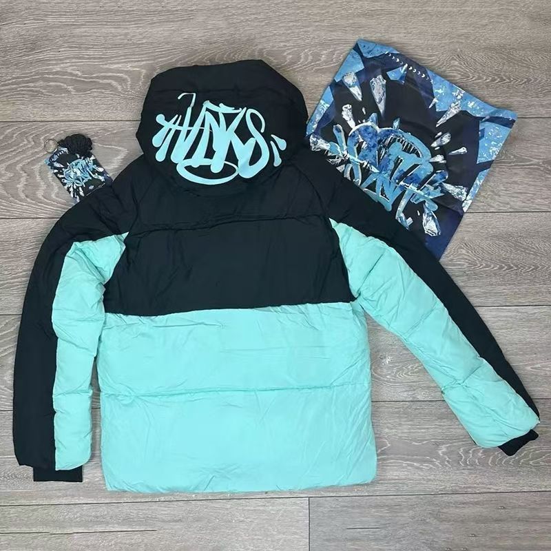 【一点限定】synaworld ダウンジャケット　S　シーナワールド　黒水色 SYNA WORLD ダウンジャケット シナワールド ティファニー Mダウン