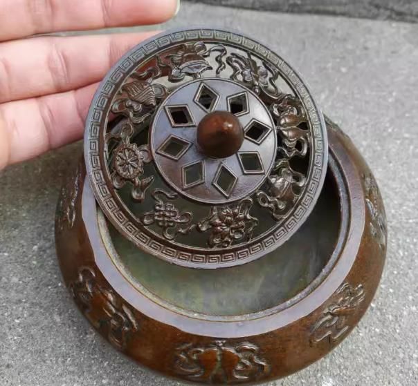 銅細工 八仙薫香炉 香炉 香道具 装飾品 工芸品 美術品 置物 銅