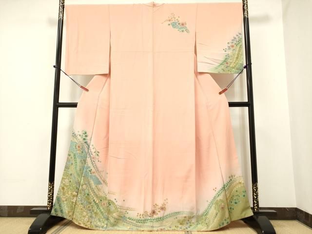 平和屋着物○訪問着 友禅 辻が花 花文箱文 暈し染め たたき