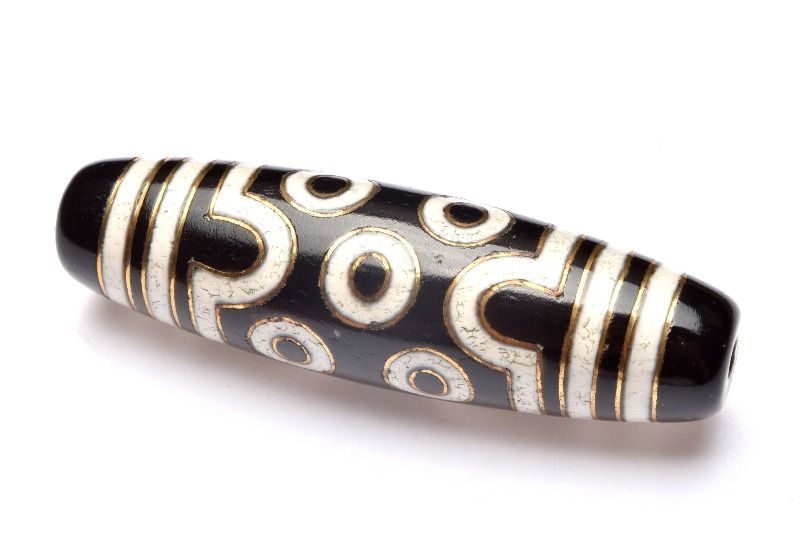 金線天珠 七眼天珠 小売 50x14mm 天珠(貫通穴) ルース 1 金線天珠 七眼天珠 小売 50x14mm 天珠(貫通穴) ルース 1