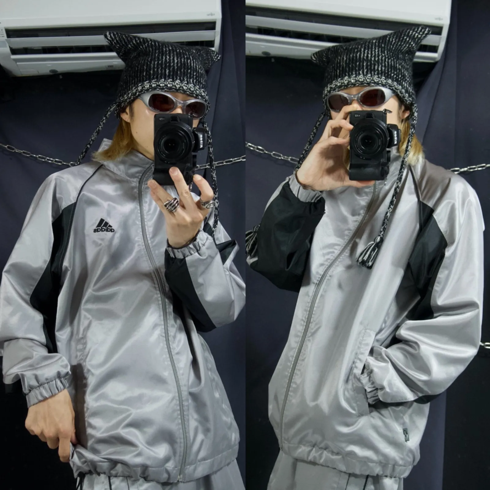 adidas originals アディダス オリジナルス vanquish ジャージ セットアップ スタッズ トラックジャケット パンツ 上下 M  ブラック(黒）