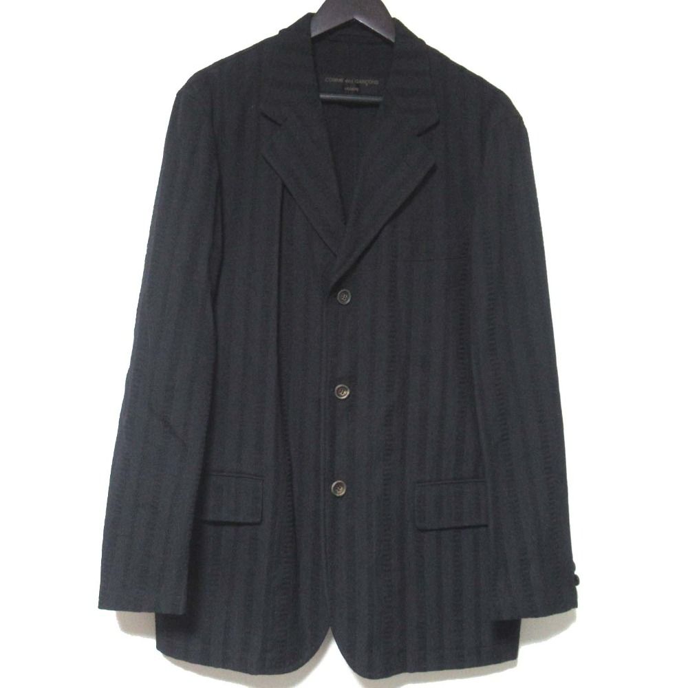 美品✨コムデギャルソンオム　テーラードジャケット　裏地ストライプ　ブラック COMME des GARCONS HOMME コムデギャルソン オム ウールエステル