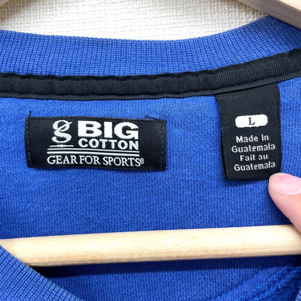 BIG COTTON スウェットシャツ トレーナー ワッペン 刺繍 L ブルー