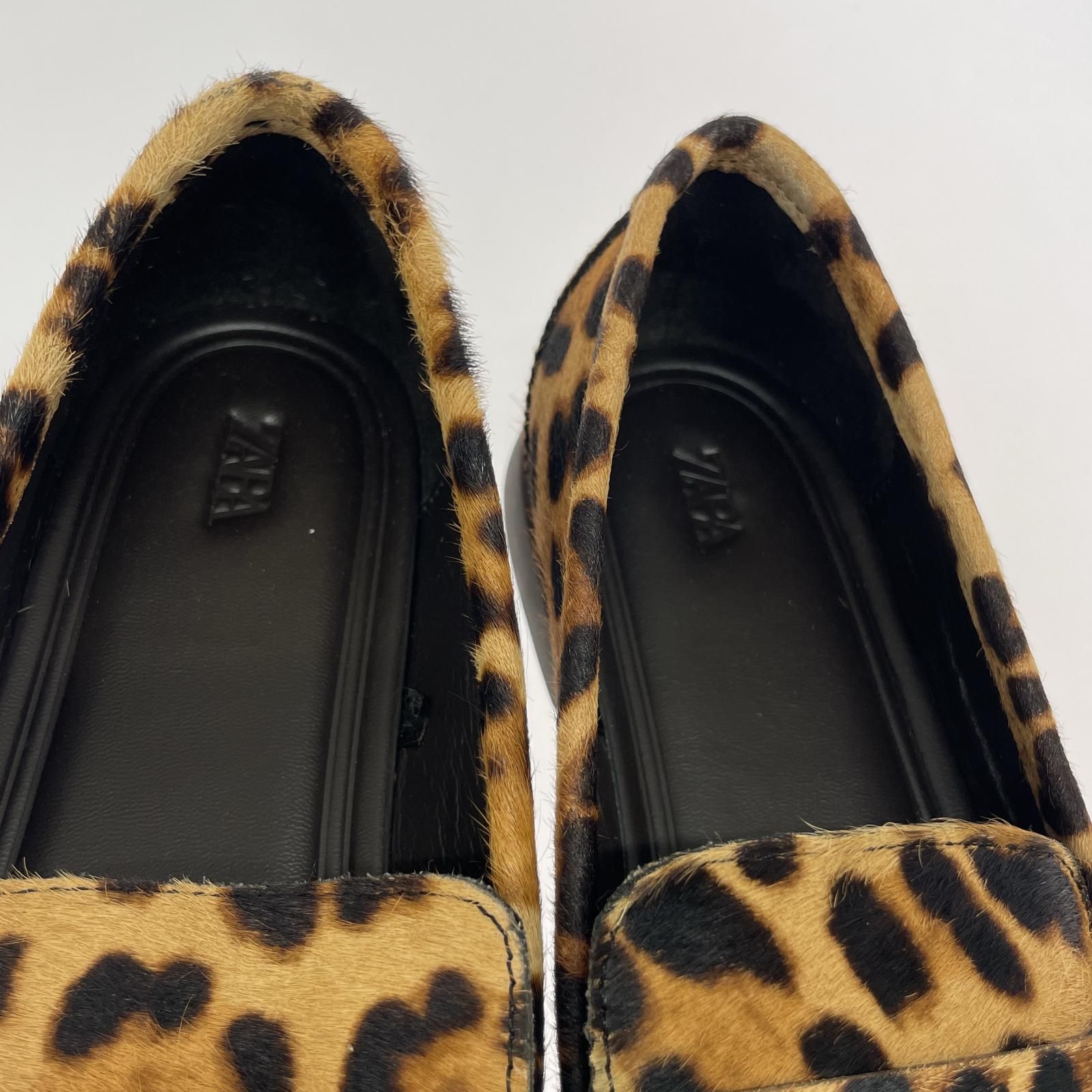 ZARA ザラ レオパード コインローファー size37/ブラウン系