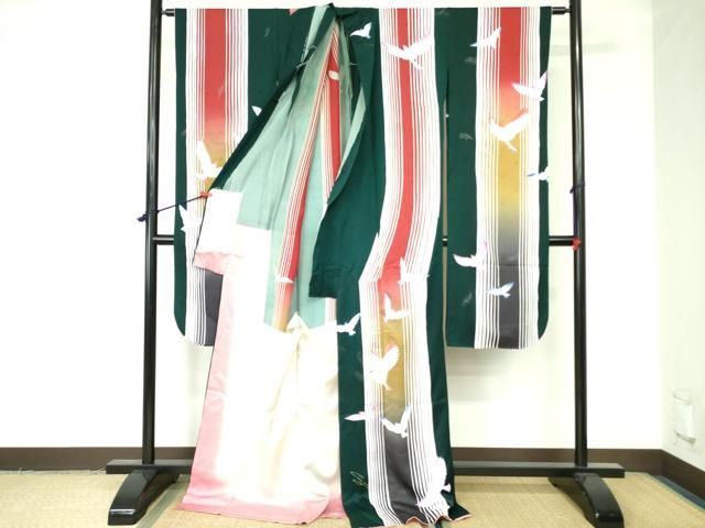 豪華振袖フルセット(7点)・作家物・飛鳥文・落款有・金彩・パールトーン加工・逸品 平和屋着物□豪華振袖 作家物 飛鳥文 金彩 仮絵羽 逸品 未使用