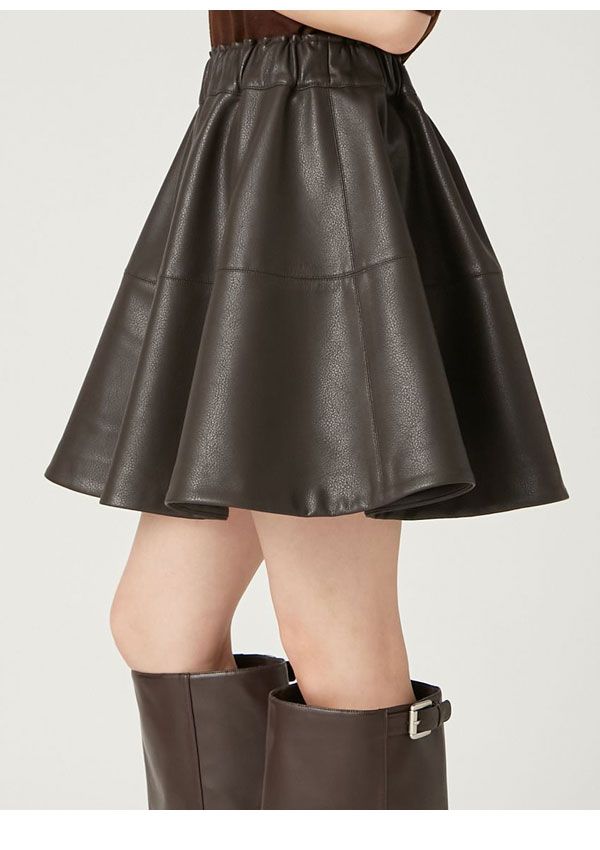 レザーライクサーキュラーミニスカート ボトムス