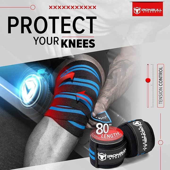 Iron Bull Strength ニーラップ 1組 80インチ 伸縮性膝と肘のサポート