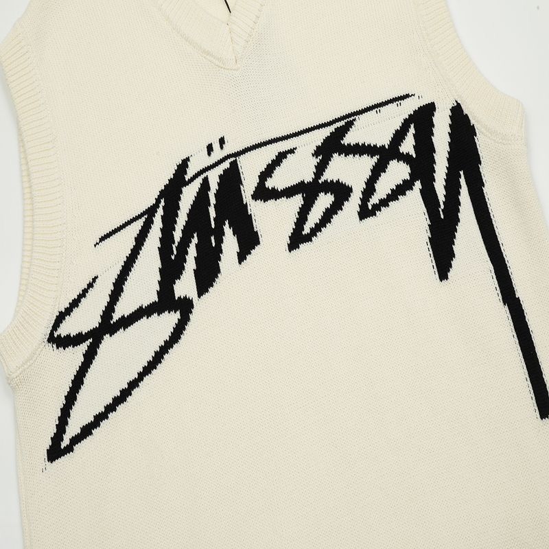 新品未使用STUSSY ニットベスト トップス ベスト Vネック ゆったり セーター 重ね着 秋コーデ ノースリーブ おしゃれ カジュアル - メルカリ