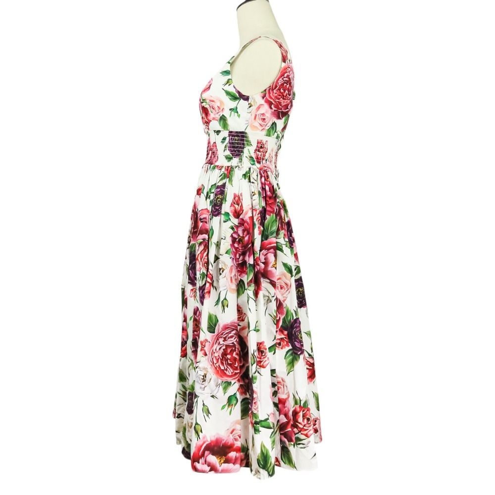 【美品】Dolce＆Gabbanaピオニー総柄ワイドパンツ36Sワンピース 未使用 Dolce&Gabbana ドルチェアンドガッバーナ ローズ ピオニー柄