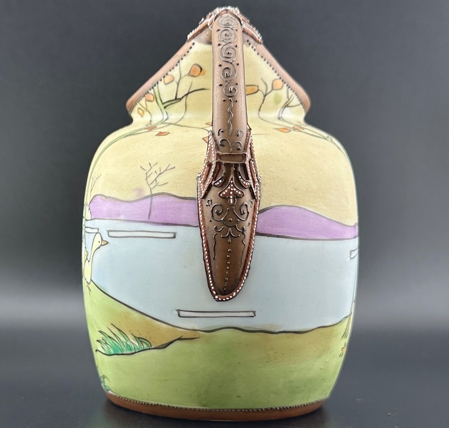 明治 オールドノリタケ 金箔盛上げ 両耳花瓶｜明治 オールドノリタケ