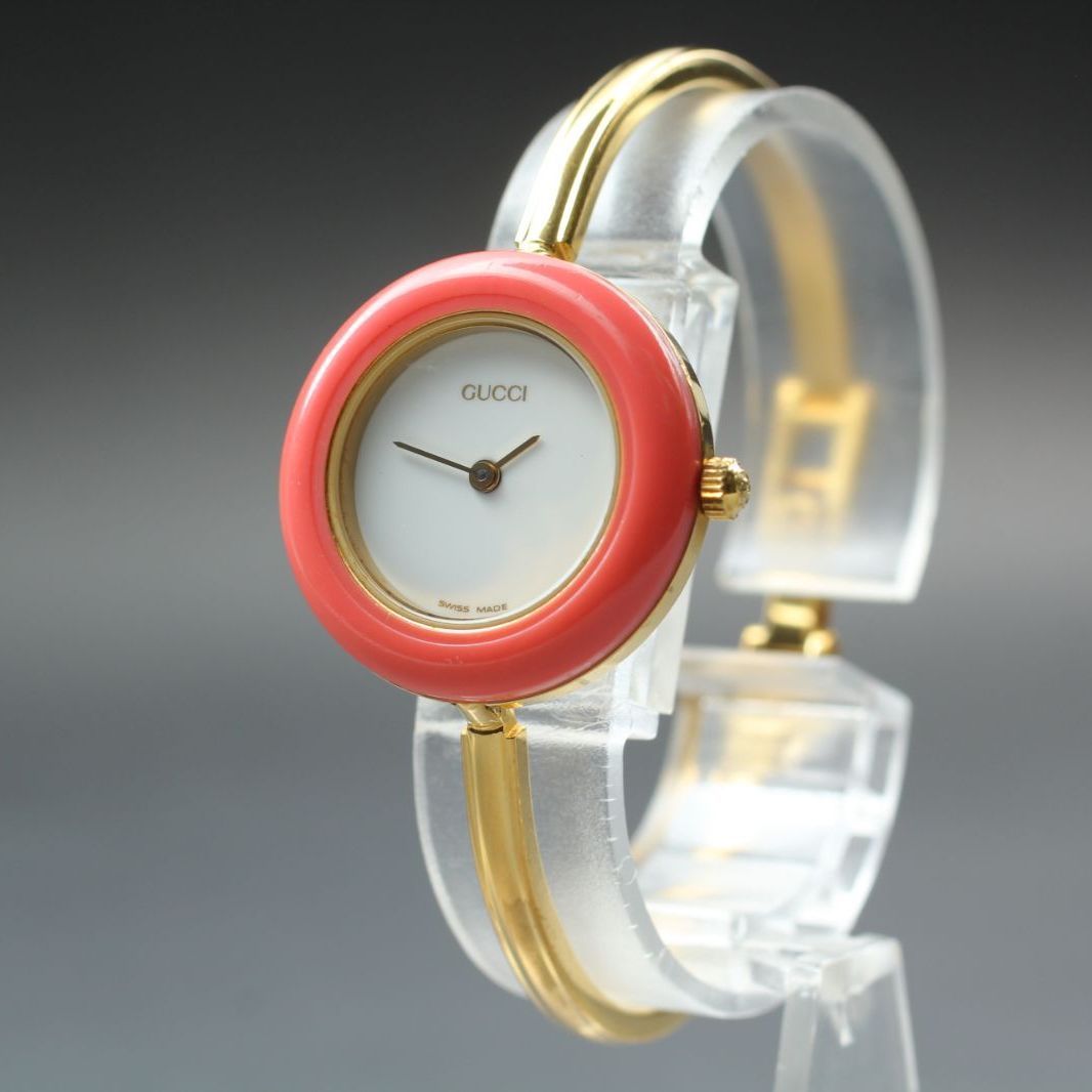 109【美品】GUCCI Change Bezel Pink 11/12.2 チェンジベゼル