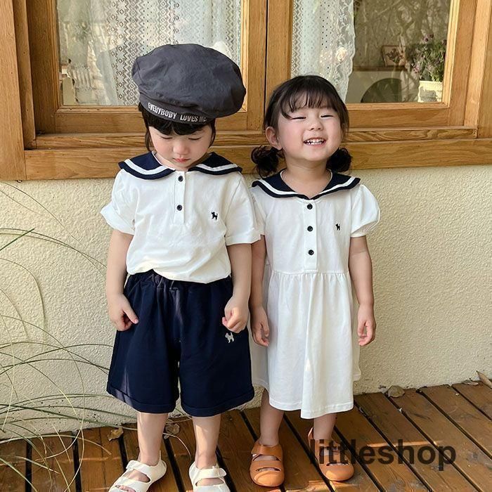 子供服 セーラー セットアップ ワンピース キッズ 上下セット 2