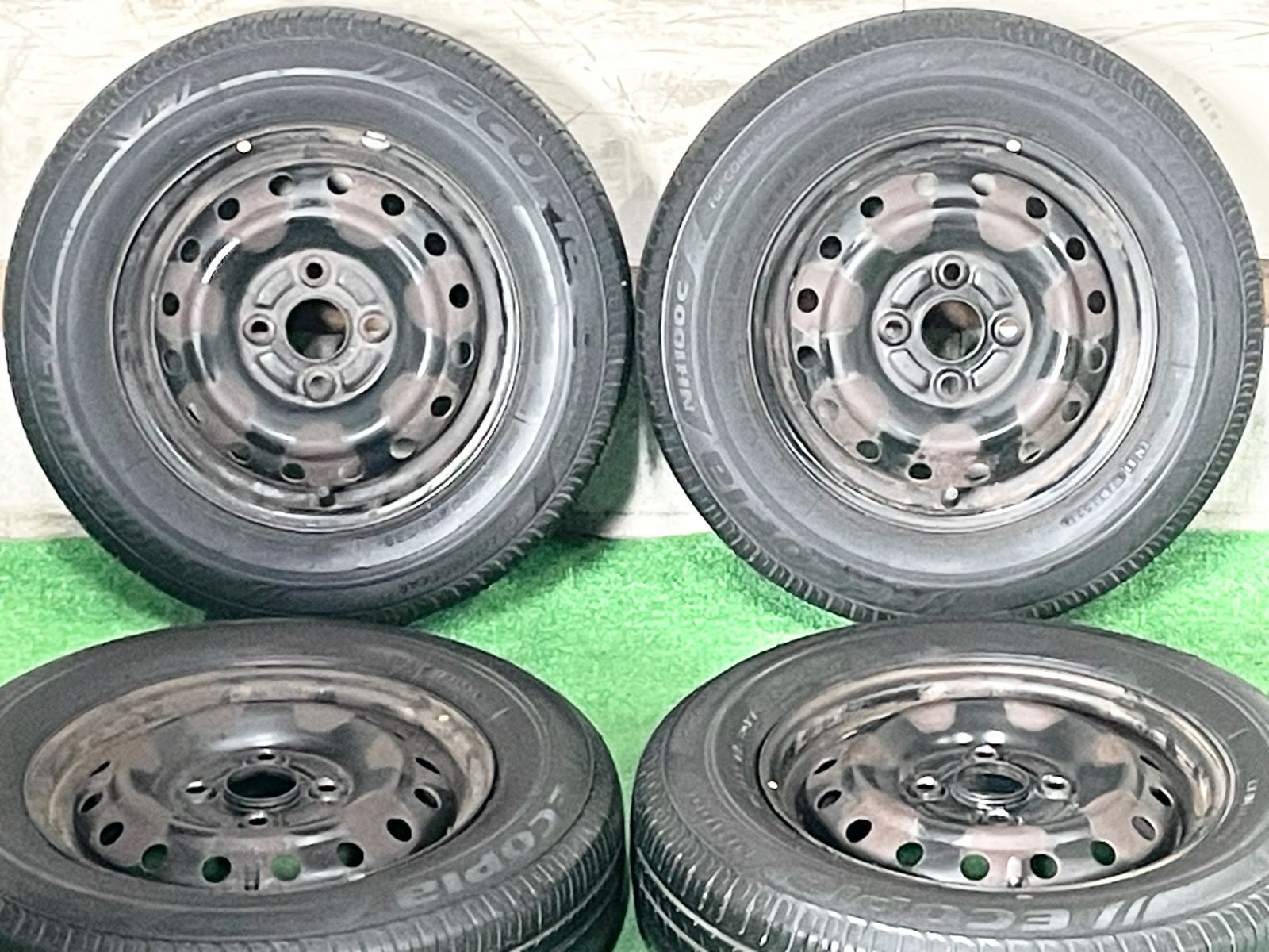 交換用に ダイハツ 純正 スチールホイール 13in 4.00B PCD100 ブリヂストン エコピア NH100C 145|80R13 エッセ タント ミラ ムーヴ