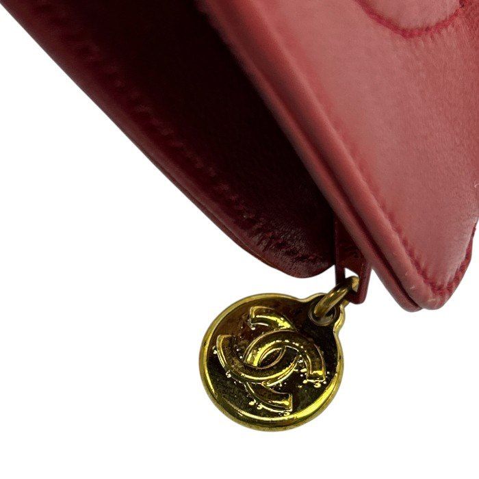 CHANEL シャネル ラムスキン ココマーク ポーチ レッド ブランド