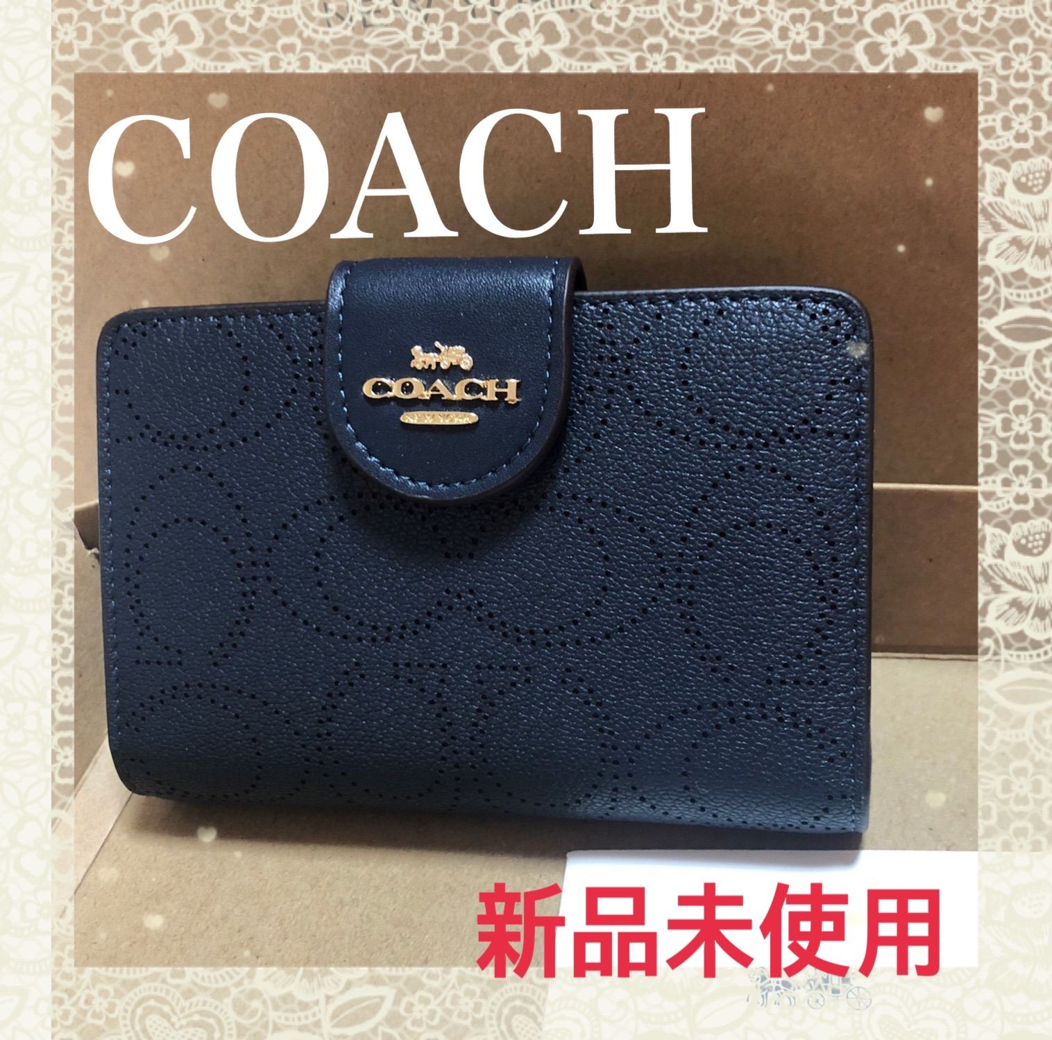 COACH  ❤️ コーチ 新品 折り財布  ミッドナイト シグネチャー