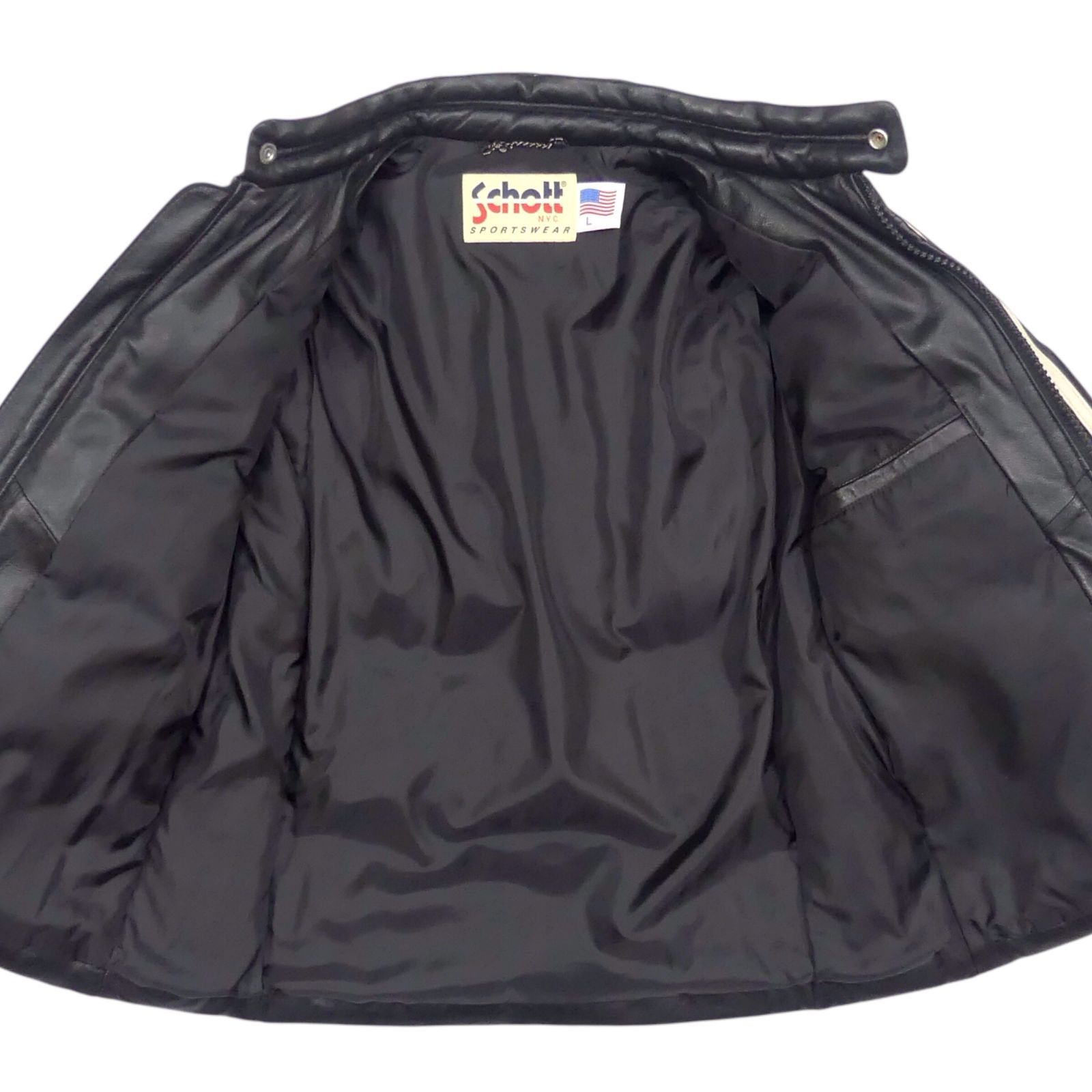 アメリカ製 Schott ショット ダウンジャケット L レザー 羊革 USA 