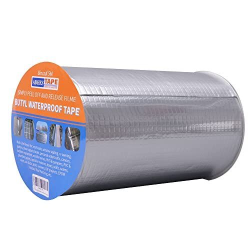 200mm*5m ADHES ブチルテープ 防水シーラントテープ 雨漏り補修テープ 防水アルミテープ 屋根補修、配管の水漏れに使え (200mm x 5m)