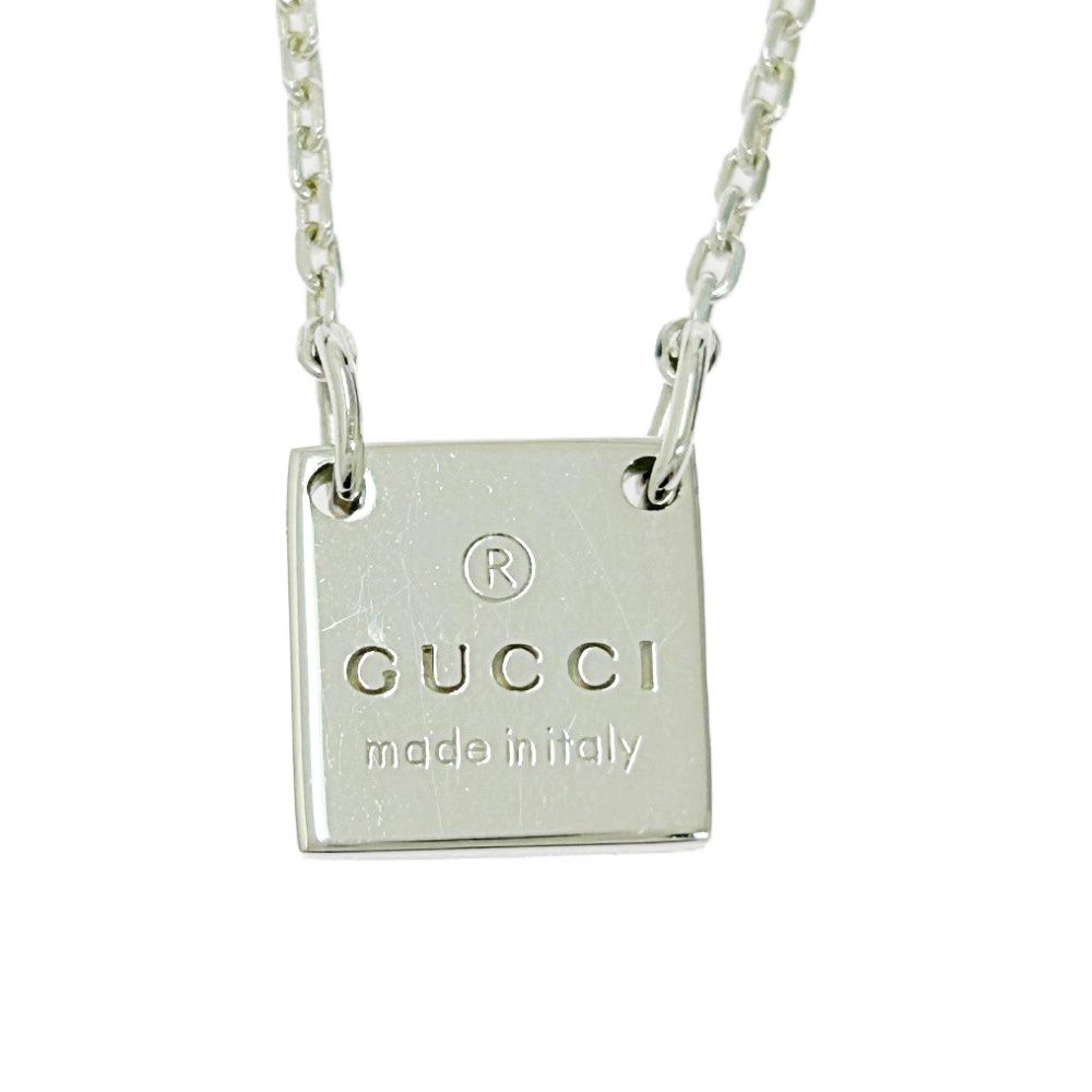 き GUCCI グッチ シルバー ロゴ スクエア ネックレス 6.0g 925刻印 491890 ネックレス