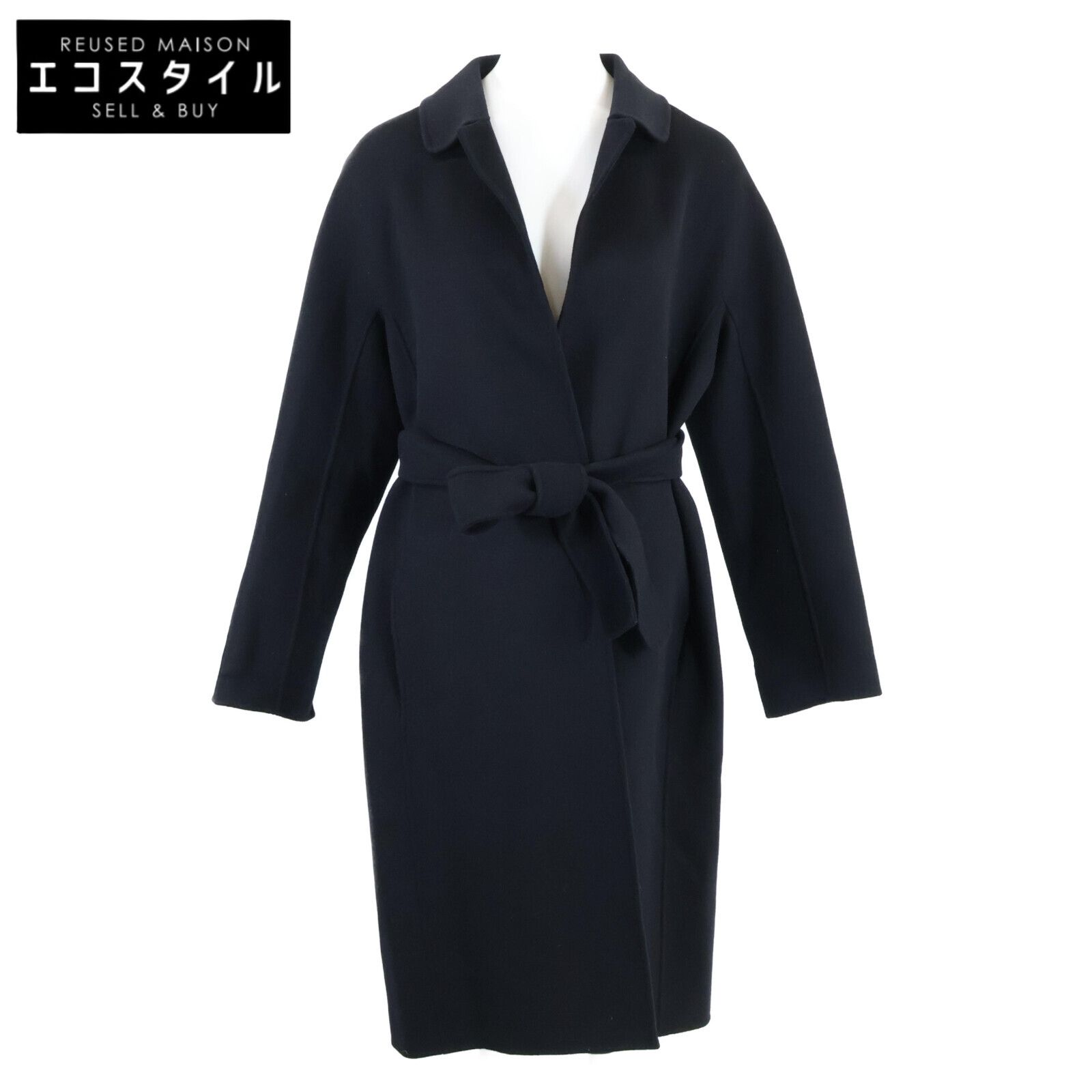 Max Mara マックスマーラ 901615996 ﾌﾞﾗｯｸ CUCITO AMANO ｳｰﾙｺｰﾄ 38
