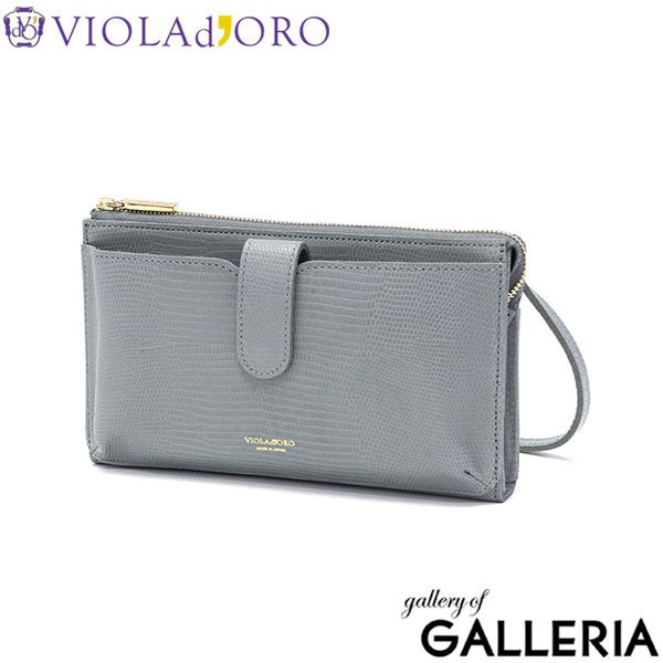 ヴィオラドーロ スマホショルダー レディース 本革 ブランド 財布 一体型 VIOLAd ORO ショルダー ポーチ シンプル ADRIA V-1326 bluegray