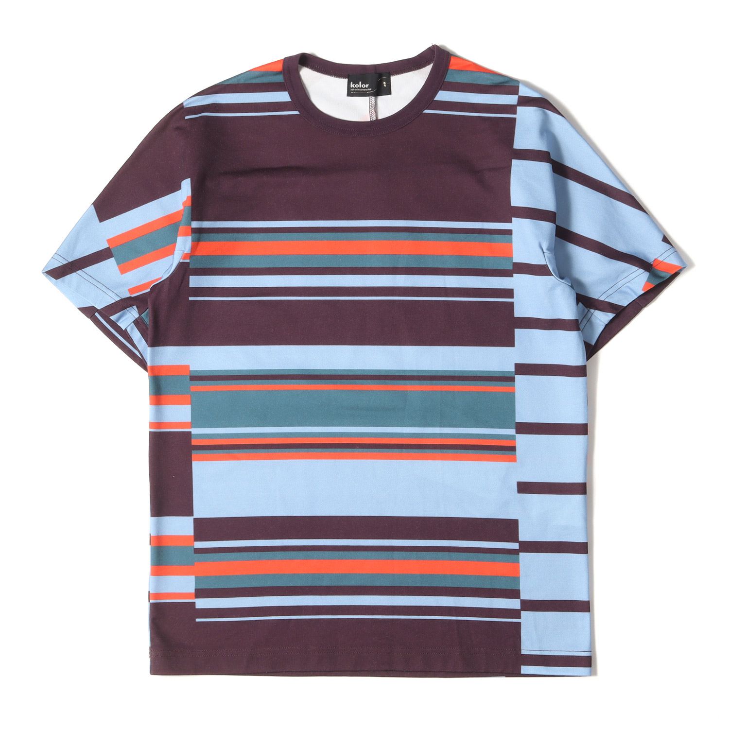 kolor カラー Tシャツ サイズ:1 マルチボーダー 変型 切替 ポリ 